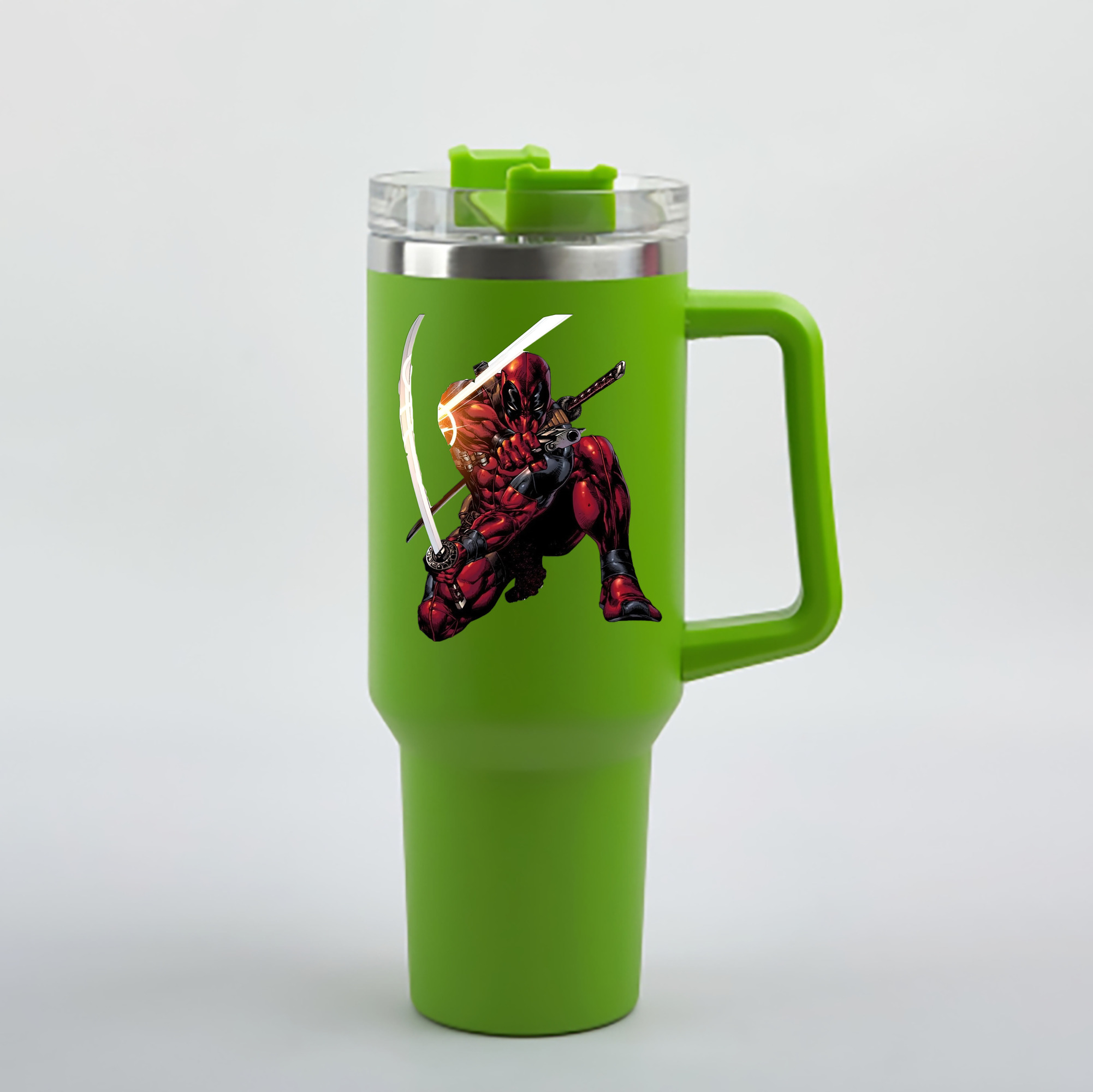 （画像用） Deadpool デッドプール 1200mL車用タンブラー - クリスタルステッカー（プラスチックストロー付き）